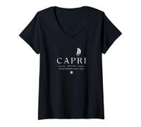 Womens Capri Yacht Club Italy Flag Sailing Amalfi Mediterranean Sea V-Neck T-Shirt
