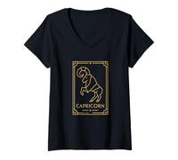 Womens Capricorn Art Deco Zodiac Graphic V-Neck T-Shirt