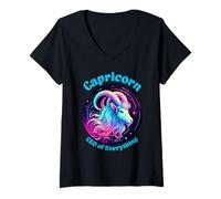 Womens Capricorn Zodiac Astrology Goat CEO of Everything Sign V-Neck T-Shirt