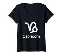 Womens Capricorn Zodiac Minimal Graphic V-Neck T-Shirt
