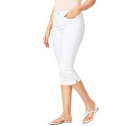 Women's Capris Jeans Mid Rise Skinny Stretch Distressed Denim Shorts Below Knee 3/4 Length Bermuda Jeans Shorts Summer Casual Straight Leg Slim Fit Cropped Jeggings for Women UK White