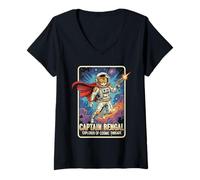 Women's Captain Bengal Explorer of Cosmic Threads V-Neck T-Shirt