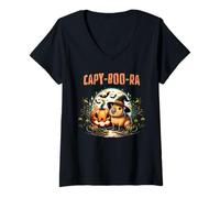 Womens Capy-Boo-Ra Capybara Witch Halloween V-Neck T-Shirt