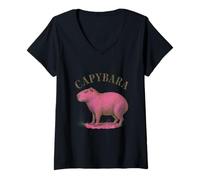 Women's Capybara Animal Wildlife Nature Lover Exotic Pet V-Neck T-Shirt