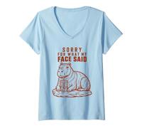 Women's Capybara Coffee Sorry for What My Face Said Animal Humor V-Neck T-Shirt