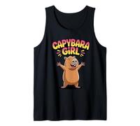 Womens Capybara Girl Cartoon Funny Animal Themed Retro Style Tank Top
