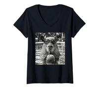 Women's Capybara Heart Sunglasses Coconut Drink Summer Chill V-Neck T-Shirt