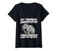Women's Capybara My Favorite Unemployed Freeloader Bought Me This V-Neck T-Shirt