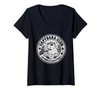 Women's Capybara Peacefully Unbothered Capybara Club V-Neck T-Shirt