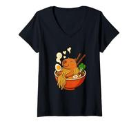 Womens Capybara Ramen Bowl Cute Noodle Soup Animal Foodie Women Men V-Neck T-Shirt
