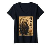 Women's Capybara Samurai Japan V-Neck T-Shirt