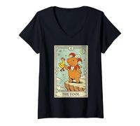 Women's Capybara The Fool Tarot Card Funny Jester Juggling V-Neck T-Shirt