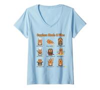 Womens Capybara Types of World Wildlife Enthusiast Funny Animal V-Neck T-Shirt