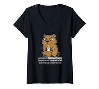 Women's Capybara When doubting Yourself Remember Youre not Alone V-Neck T-Shirt