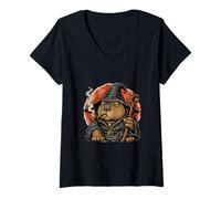 Women's Capybara Wizard Smoking Pipe Fantasy Animal Mage Japanese V-Neck T-Shirt