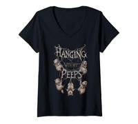 Women's Capybaras Hanging with Best Friends Spiderwebs Spider Web V-Neck T-Shirt