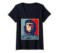 Womens CAPYVARA - Revolution Capybara Poster Art Che Guevara V-Neck T-Shirt