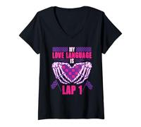 Women's Car Racing Love Language is Lap 1 V-Neck T-Shirt