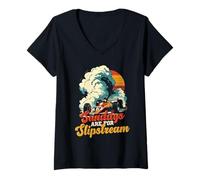 Women's Car Racing Sundays are for Slipstream V-Neck T-Shirt