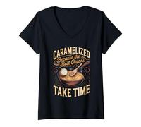 Women's Caramelized Because the Best Onions Take Time Cooking Foodie V-Neck T-Shirt