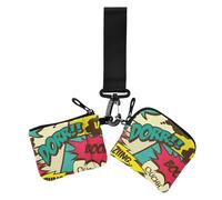 Women's Card Cases Change Holder 1970s Disco 1970s Disco Retro Grunge Graffiti(61) Large Capacity Zipper Cash Coin Purse with Wristle Strap for Work Travel 2 Pcs, 1970S disco retro grunge graffiti61,