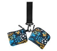 Women's Card Cases Change Holder 1970s Disco Retro Grunge Graffiti Minimalist Card Money Holder with Keychain for Work Travel 2 Pcs, 1970S disco retro grunge graffiti33, 4.13" x 3.51" & 4.13" x 4.13",