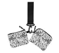 Women's Card Cases Change Holder Black White Monsters Minimalist Business Card Case Money Organizer with Zipper Pocket for Ladies Girls 2 Packs, Black White Monsters, 4.13" x 3.51" & 4.13" x 4.13",
