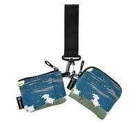 Women's Card Cases Change Holder Compact Size Key Chain Wallet Change Purse with Zipper Pocket for Men Women 2 Pcs, Counting Sheep, 4.13"(L) x 3.5"(W), Travel Accessory
