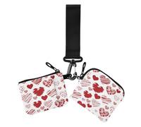 Women's Card Cases Change Holder Cute love reds Valentines Day Cute Fashion Card Wallet Money Organizer with Keychain for Ladies Girls 2 Pcs, cute love reds Valentines Day, 4.13" x 3.51" & 4.13" x