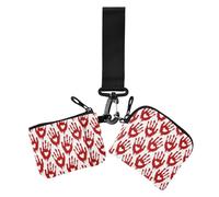 Women's Card Cases Change Holder Happy Halloween love reds Small Portable ID Card Holders Protector with Zipper Pocket for Work Travel 2 Packs, Happy Halloween121, 4.13" x 3.51" & 4.13" x 4.13", Art