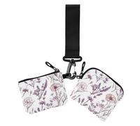 Women's Card Cases Change Holder Spring Flowers White Small Detachable Identity Card Protector with Keychain for Men Women 2 Packs, spring Flowers white8989, 4.13" x 3.51" & 4.13" x 4.13", Art Deco