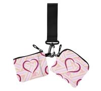 Women's Card Cases Change Holder Valentines Day Heart Love Cute Peach Thin Flat Card Organizer Purse with Wristle Strap for Women Men 2 Packs, valentines day Heart Love cute Peach, 4.13" x 3.51" &