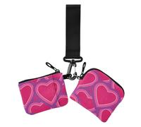 Women's Card Cases Change Holder Valentines Day Heart Love Purple Red Compact Size Coin Purse Wallet Bag with Wristle Strap for Men Women 2 Pcs, valentines day Heart Love purple red, 4.13" x 3.51" &