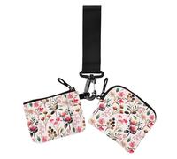 Women's Card Cases Change Holder Vintage Flowers Farmhouse Red Thin Flat Credit Card Wallet Organizer with Keychain for Work Travel 2 Packs, Vintage flowers farmhouse29, 4.13" x 3.51" & 4.13" x 4.13",