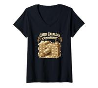 Women's Card Catalog Connoisseur Vintage Library Librarian V-Neck T-Shirt