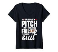 Women's Card Game Player Enthusiast Tournament Good at Pitch Player V-Neck T-Shirt