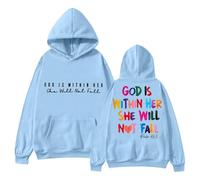 Women's Cardigan 48 In 2024 The Lady Sweatshirt With The Inscription "In God" Will Be Available. The Hoodie "God is in Her Heart and She Will Not Nicki Ladies With Zip, sky blue, L