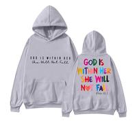 Women's Cardigan 48 In 2024 The Lady Sweatshirt With The Inscription "In God" Will Be Available. The Hoodie "God is in Her Heart and She Will Not Nicki Ladies With Zip, Light grey, M