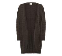 KAFFE Women's Cardigan Open Front Mid-Thigh Length Chevron Pattern Regular Fit Sweater, Black Coffee, L