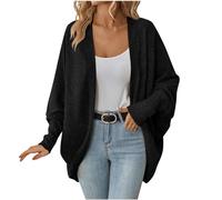 Women's Cardigan Lightweight Batwing Sleeve Long Kimonos Sweater Solid Color Loose Knit Coats Elegant Casual Fall Winter Daily All Match Blouse Top Ladies Baggy Festival Clothes Outwear