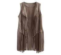 Womens Cardigan Lightweight Fringe Solid Sleeveless Waistcoat Vest Faux Suede Open Front Vintage Vest 7s Hippie Clothes Boho Western Jacket Kimono Outerwear Bolero Cardigans Waterfall Cardigan