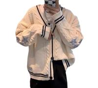 Women's Cardigan Star Embroidery Knit Open Front Cardigan V Neck Long Sleeve Oversized Button Sweater Coat Outwear, Beige1, M
