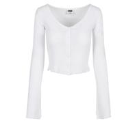 Urban Classics Women's Ladies Cropped Rib Cardigan Sweatshirt, White, XL