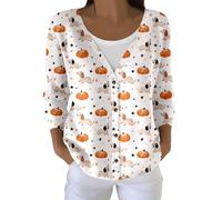 Women's Cardigan with Dachshund and Pumpkin Pattern - Lightweight Cardigan with V-Neck for Autumn | Cute Jacket with Button Placket, style_j01 orange, 3XL