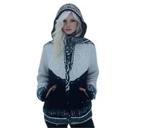 Women's Cardigan with Hood Chunky Knit Oversize Viking Pullover 3D Digital Print Ghost Colourful Christmas Jumper Hoodie Warm Knitted Coat Sweatshirt Cosplay Costume White