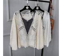 Womens Cardigan,Women'S Floral Lace Bolero Cardigan Cotton Plain Hollow Batwing Sleeve Shrug Jacket Open Front Summer Casual Loose Cardigan Elegant Lightweight Dresses Cover-Up,Apricot,One Size Fit