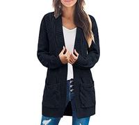 Women's Cardigans Chunky Aran Cable Knitting Patterns Cardigans Longline Waterfall Cardigan Jumpers Coatigan Cape Soild Long Sleeve Plus Size Open Front Button Sweater Outerwear Knitwear with Pocket