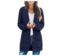 Women's Cardigans Chunky Aran Cable Knitting Patterns Cardigans Longline Waterfall Cardigan Jumpers Coatigan Cape Soild Long Sleeve Plus Size Open Front Button Sweater Outerwear Knitwear with Pocket