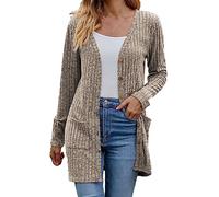 Women's Cardigans Classic V Neck Button Jumper Long Sleeve Open Front Sweater Outerwear with Pocket Lightweight Stripe Knit Super Soft Comfy Solid Color Sweater Jacket Knitwear Outwear for Women