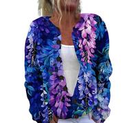 Women's Cardigans Floral Cardigans for Women Button Up Open Front Plus Size Flower Long Sleeve Vintage Patterned Cardigan Summer Fall Casual Duster Coat Lightweight Jumpers for Women UK Blue